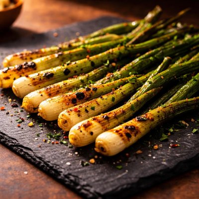 Grilled green onions