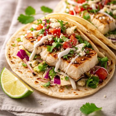Grilled halibut fish taco