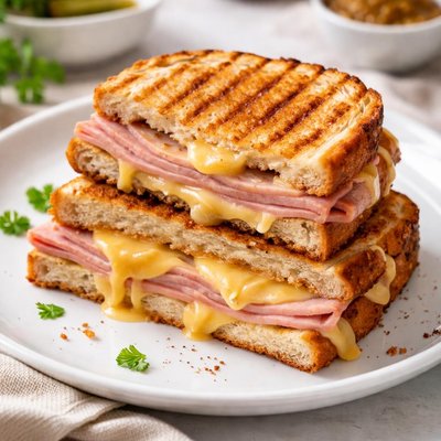 Grilled ham and cheese sandwich