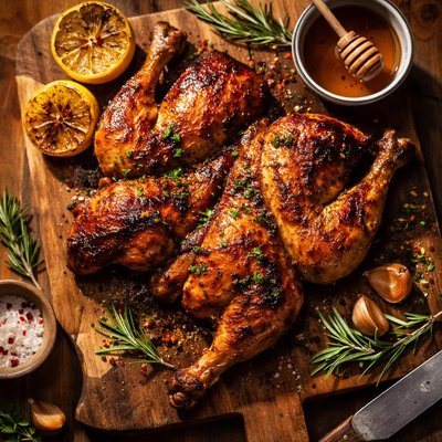 Grilled honey glazed spring chicken