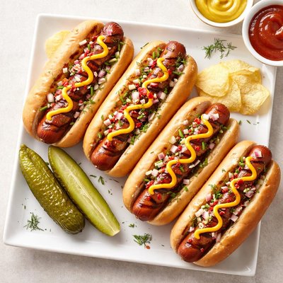Grilled hot dogs
