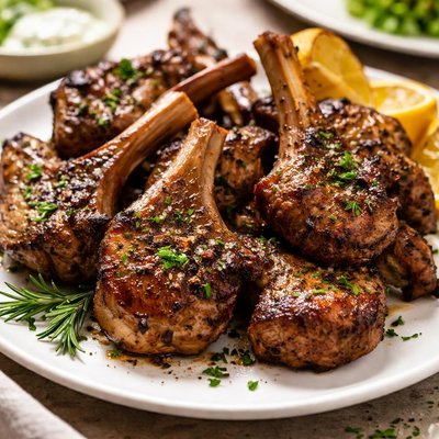 Grilled lamb pieces