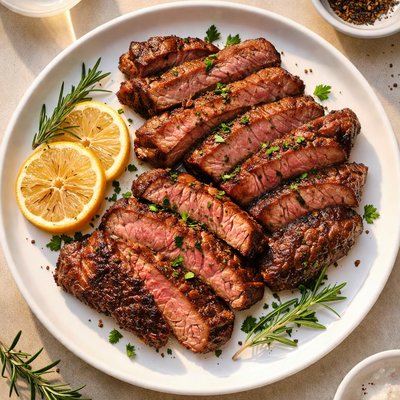 Grilled meat slices