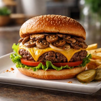 Grilled mushroom cheese burger