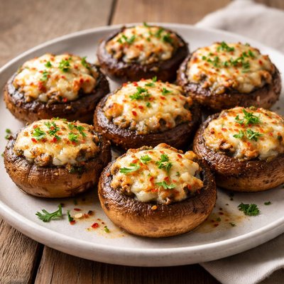 Grilled mushrooms with cheese