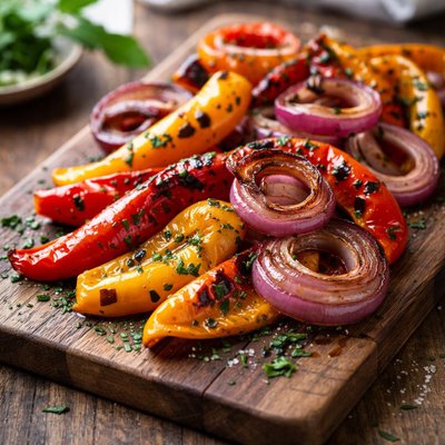 Grilled peppers and onion