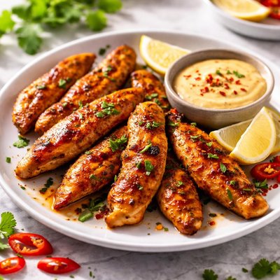 Grilled peri peri chicken strips