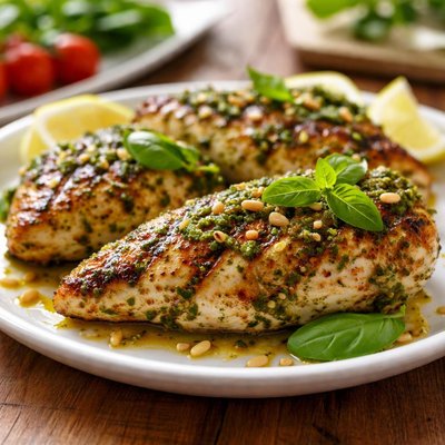 Grilled pesto chicken breast