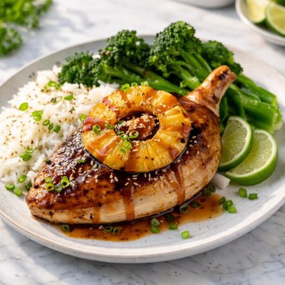 Grilled pineapple teriyaki airline chicken breast
