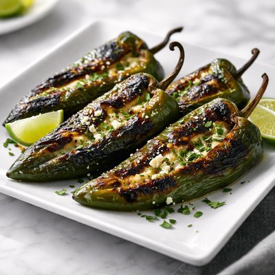 Grilled poblano peppers