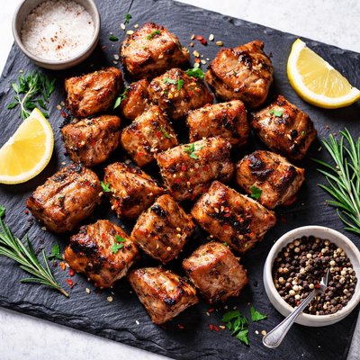 Grilled pork chunks