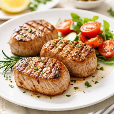 Grilled pork medallions