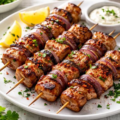 Grilled pork skewers
