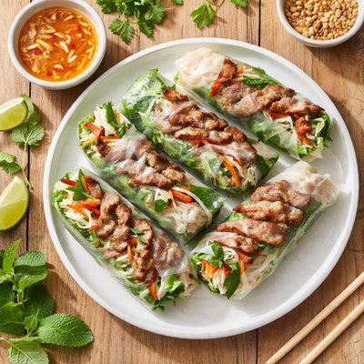 Grilled pork spring roll