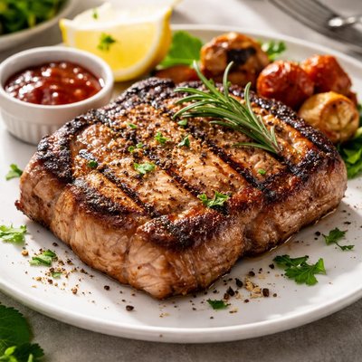 Grilled pork steak