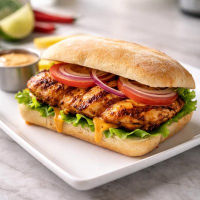 Grilled portuguese chicken  sandwhich