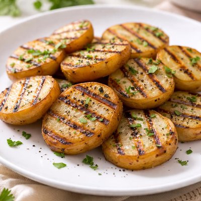 Grilled potato slices