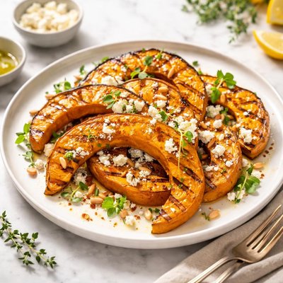 Grilled pumpkin slices with cheese