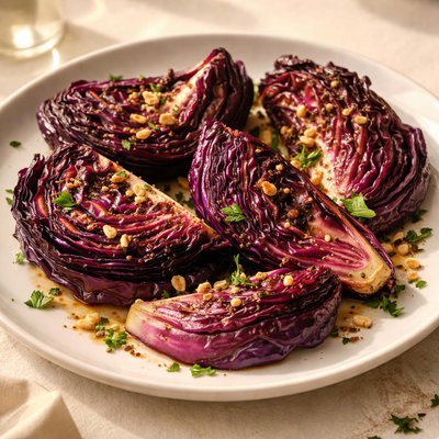 Grilled red cabbage