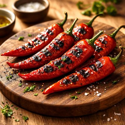 Grilled red chili pepper