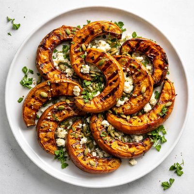 Grilled red kuri squash