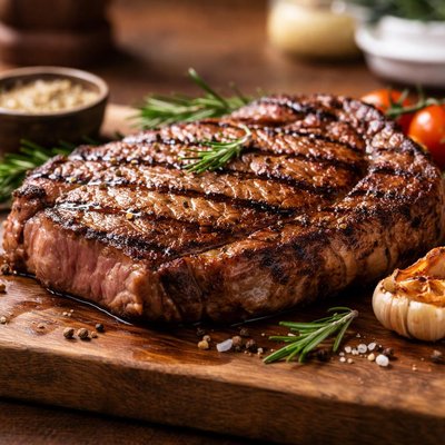 Grilled rib eye steak