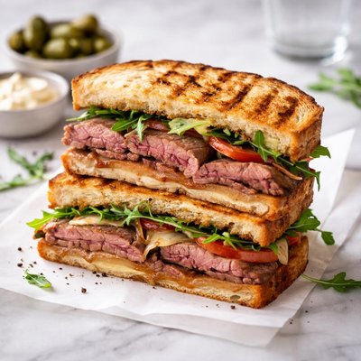 Grilled roast beef sandwich