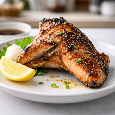 Grilled salmon collar