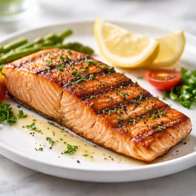 Grilled salmon fillet