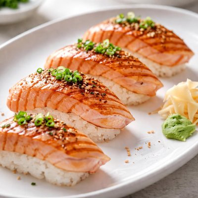 Grilled salmon nigiri