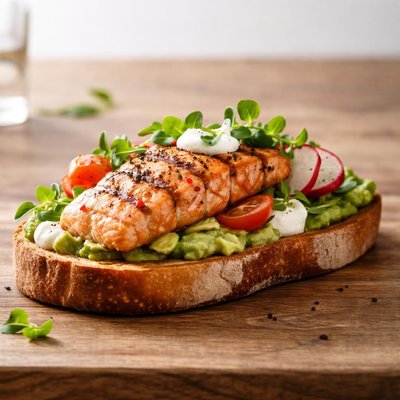 Grilled salmon on toast