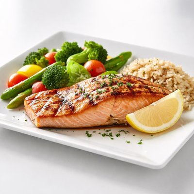 Grilled salmon plate