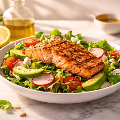 Grilled salmon salad