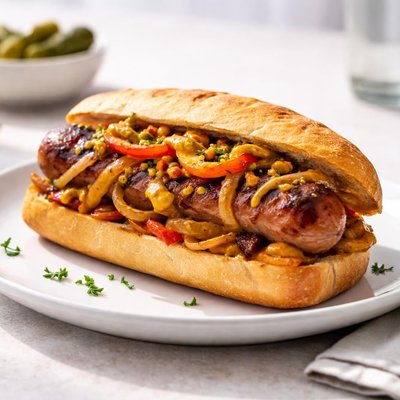 Grilled sausage sandwich