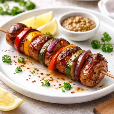 Grilled sausage skewer