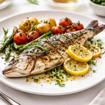 Grilled sea bass