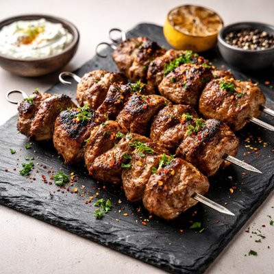 Grilled skewered meat