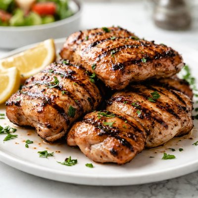 Grilled skinless chicken thigh