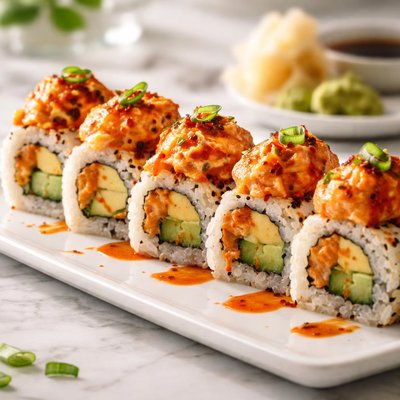 Grilled spicy salmon roll