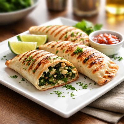 Grilled spinach empanada