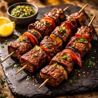 Grilled steak skewers