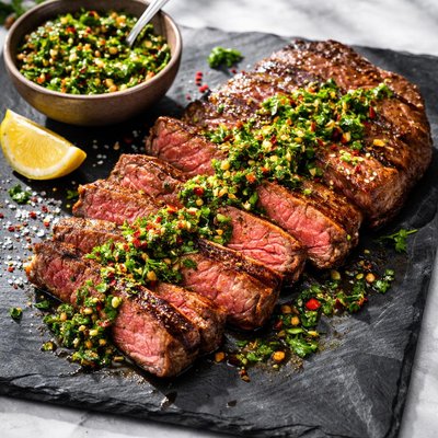 Grilled steak with chimichurri