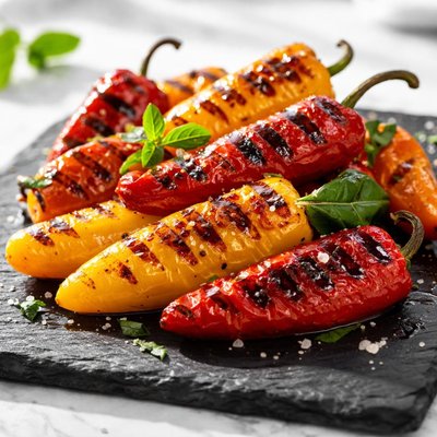 Grilled sweet peppers