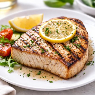 Grilled swordfish steak