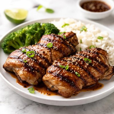 Grilled teriyaki chicken thigh