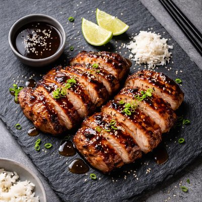 Grilled teriyaki pork