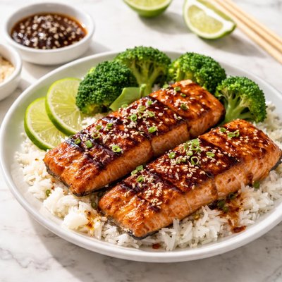 Grilled teryaki salmon