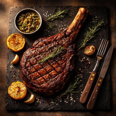 Grilled tomahawk steak