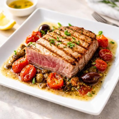 Grilled tuna in sauce