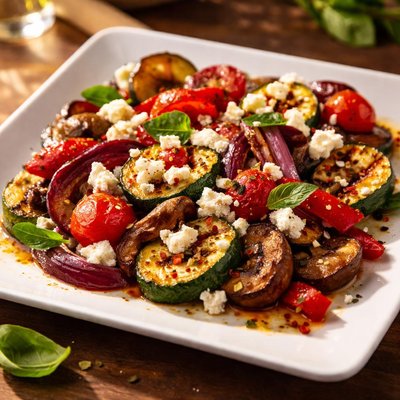 Grilled vegetables with feta cheese